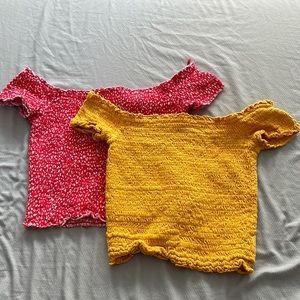 yellow and red small garage cropped shirt